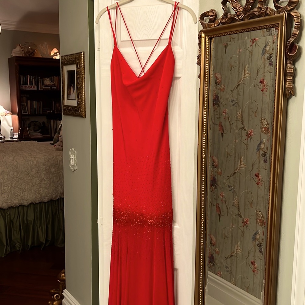 NWT CACHE  Red Silk Evening Gown Size 12